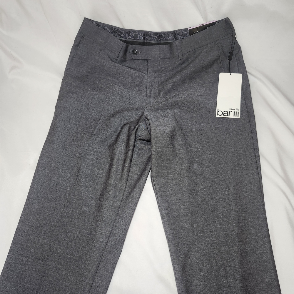 Bar III Men's Slim Fit Dress Pants NEW WITH TAGS Gray Tapered 32x32